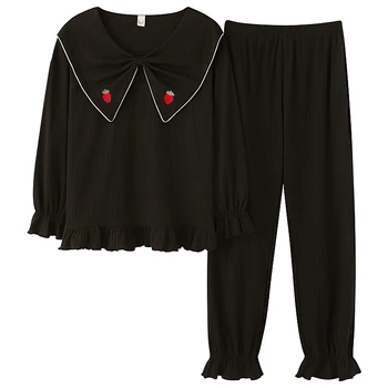 Loungewear Pyjamas Woman New Black Top Spring Autumn Long Sleeve Long Pants Sleepwear Woman Clothes Pajamas for Woman Ladies 
Loungewear Pyjamas Woman New Black Top Spring Autumn Long Sleeve Long Pants Sleepwear Woman Clothes Pajamas for Woman Ladies