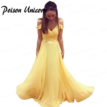 Simple Yellow A Line Prom Dresses 2020 Elegant Off the Shoulder Pleats Chiffon Floor Length Special Occassion Evening Party Gown
Simple Yellow A Line Prom Dresses 2020 Elegant Off the Shoulder Pleats Chiffon Floor Length Special Occassion Evening Party Gown