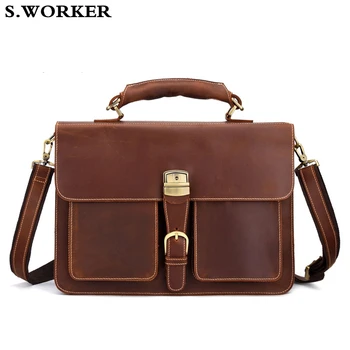 DHL Free Shipping Genuine Leather Men Large Handbag Business School Laptop Bag Crazy Horse Skin Computer Shoulder Messenger Bag
DHL Free Shipping Genuine Leather Men Large Handbag Business School Laptop Bag Crazy Horse Skin Computer Shoulder Messenger Bag