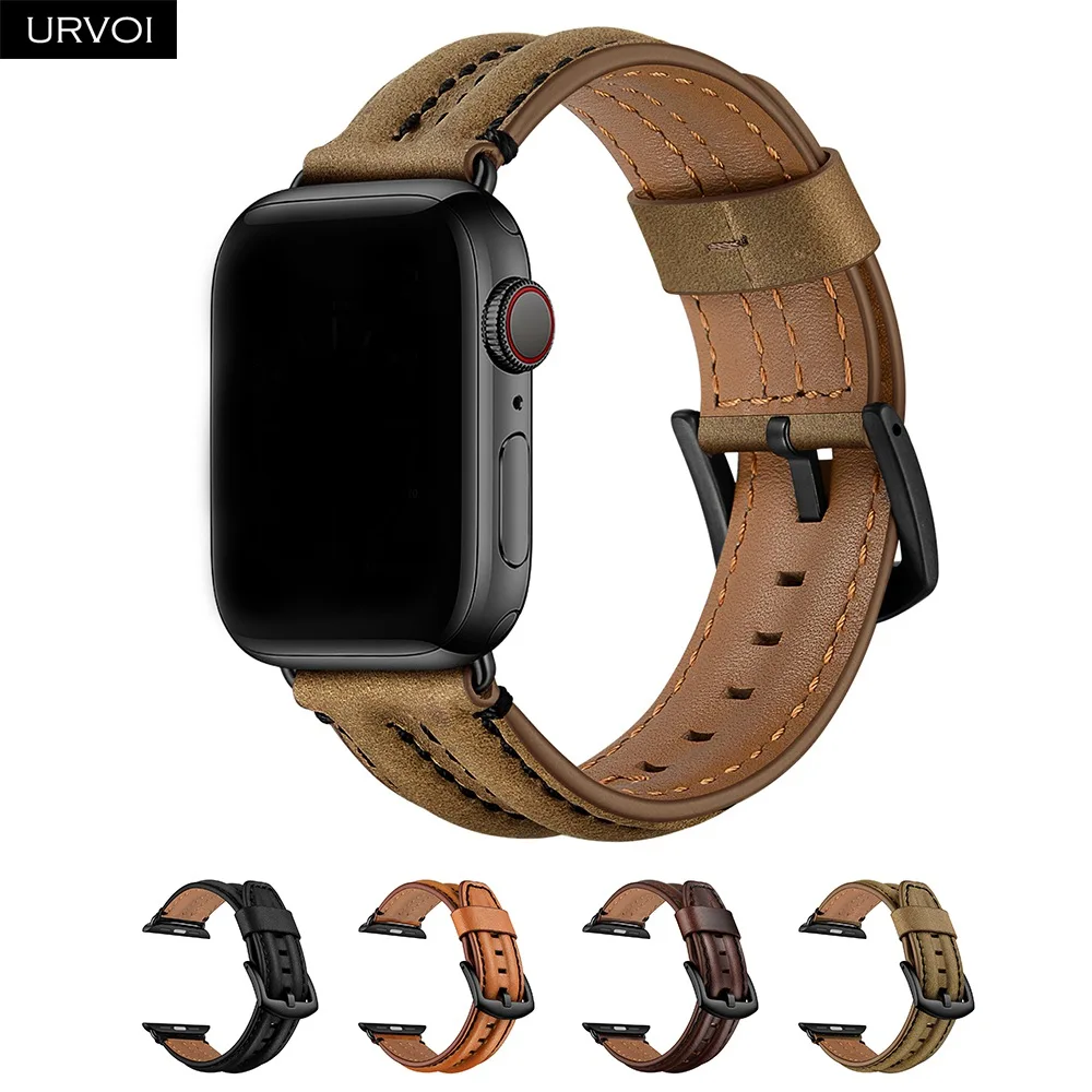 Ремешок URVOI для apple watch series 6/5/4 3/2/1 с пряжкой из натуральной кожи натуральным