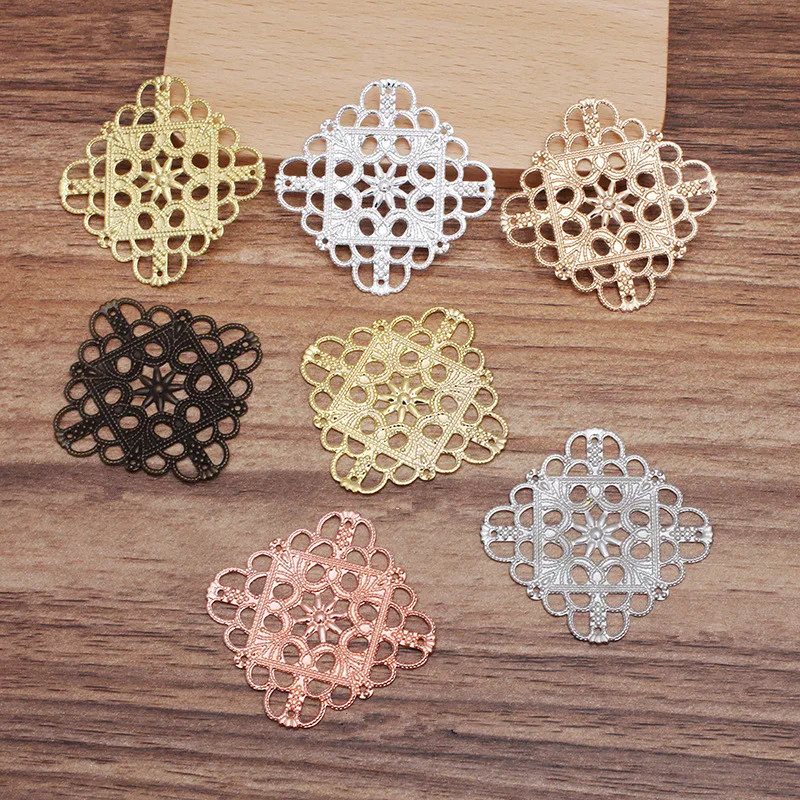 SEA MEW 50PCS 35mm Metal Copper Sheet 7 Colors Plated Filigree Flowers Slice Connectors Hollow Out Charm For Jewelry Making
SEA MEW 50PCS 35mm Metal Copper Sheet 7 Colors Plated Filigree Flowers Slice Connectors Hollow Out Charm For Jewelry Making
