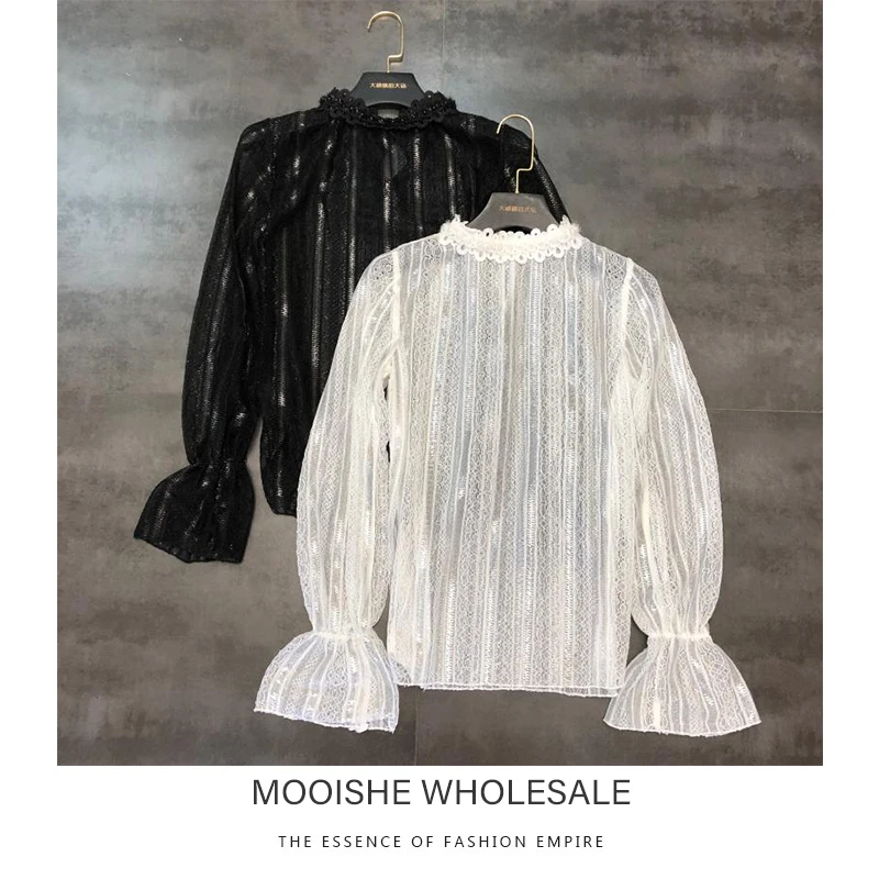 2019 Autumn New Bright Silk Shiny Pearl Lace Collar Translucent Fairy Shirt Bottoming Lace Shirt
2019 Autumn New Bright Silk Shiny Pearl Lace Collar Translucent Fairy Shirt Bottoming Lace Shirt