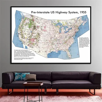 A1 Map of The World Pre-interstate US High Way System 1955 Poster United States Map Wall Art for Home School Office Supplies 
A1 Map of The World Pre-interstate US High Way System 1955 Poster United States Map Wall Art for Home School Office Supplies