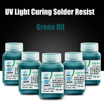 100g Green UV Curable Solder Mask BGA PCB Paint Prevent Corrosive Arcing For PCB SMD Circuit Board Solder Welding Fluxes
100g Green UV Curable Solder Mask BGA PCB Paint Prevent Corrosive Arcing For PCB SMD Circuit Board Solder Welding Fluxes