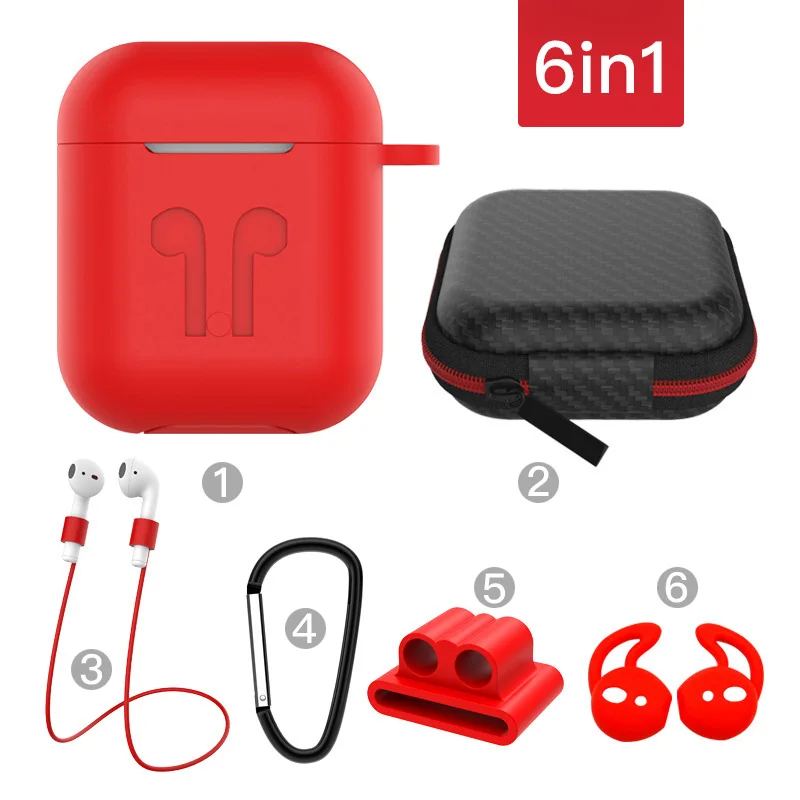 Airpods Case Silicon 6 Piece Set Waterproof Soft Silicone Case for Airpods Shockproof headphone case Red Airpods case cover
Airpods Case Silicon 6 Piece Set Waterproof Soft Silicone Case for Airpods Shockproof headphone case Red Airpods case cover