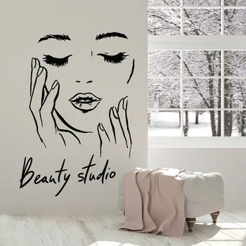 Female Face Cosmetic Wall Decal Makeup Beauty Studio Vinyl Wall Sticker Home Decoration Accessories For Living Room Bedroom 3076 
Female Face Cosmetic Wall Decal Makeup Beauty Studio Vinyl Wall Sticker Home Decoration Accessories For Living Room Bedroom 3076