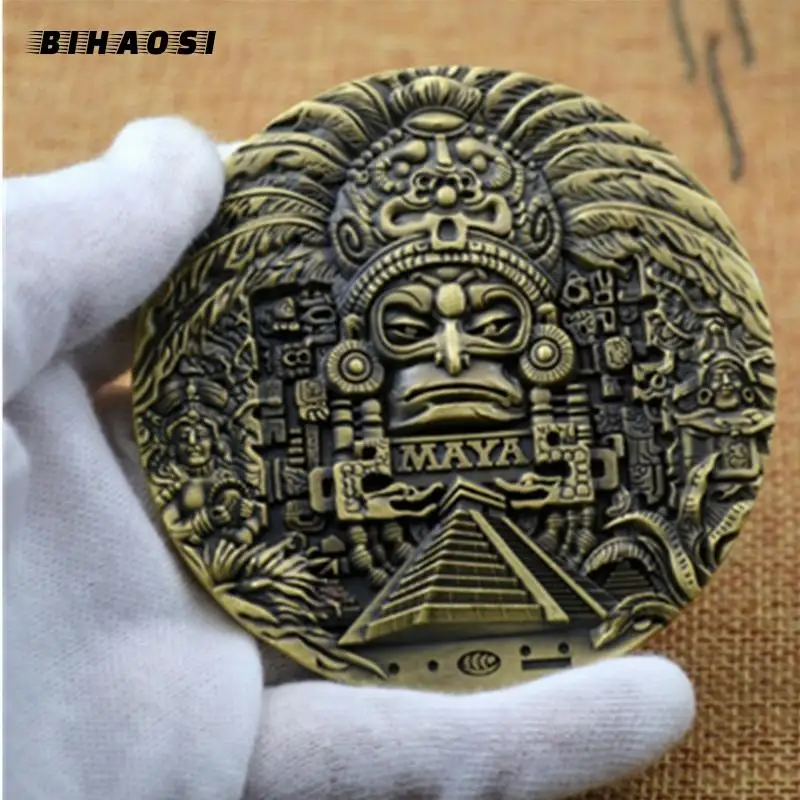 Фото Памятная монета ацтекского календаря Mayan track коллекция немонетного прогноза