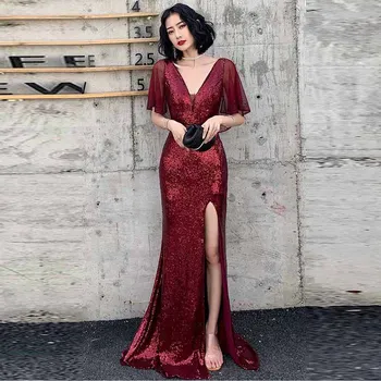 Red Sequins & Diamond Mesh Short Sleeve V Neck Long Split Sexy Celebrity Dress Banquet Dresses Women Party Clubwear Elegant Gown
Red Sequins & Diamond Mesh Short Sleeve V Neck Long Split Sexy Celebrity Dress Banquet Dresses Women Party Clubwear Elegant Gown