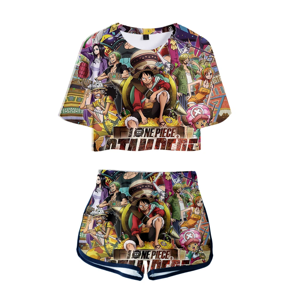 Фото New One Piece two Set Summer Sexy Cotton Printed T shirt Album Woman Suit Shorts Crop Fashion Tops+Shorts Pants Custom | Женская одежда