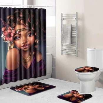 Direct Printing Women's Head Pattern Bathroom Mat Shower Curtain Carpet Graphic Customization Combination on Behalf of Cross-Bor
Direct Printing Women's Head Pattern Bathroom Mat Shower Curtain Carpet Graphic Customization Combination on Behalf of Cross-Bor