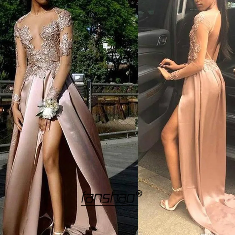 Champagne Slit Evening Dresses V-Neck Applique Illusion Backless Illusion Special Occasion Islamic Dubai Saudi Arabic Prom Dress
Champagne Slit Evening Dresses V-Neck Applique Illusion Backless Illusion Special Occasion Islamic Dubai Saudi Arabic Prom Dress