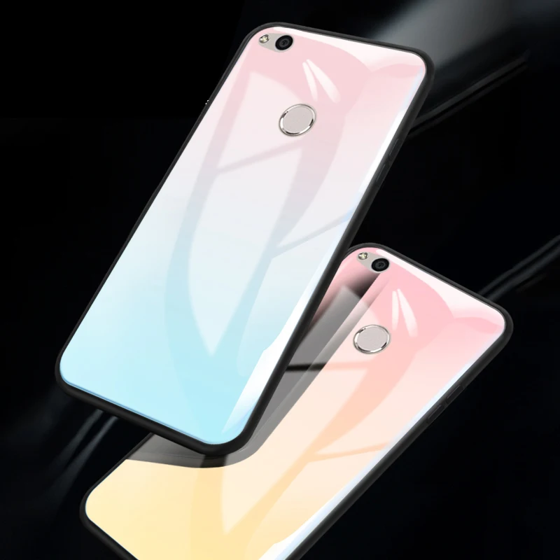 Gradient Tempered Glass Case For Huawei Honor 8 9 10 Lite Luxury TPU Silicone Cover Nova 2 2i 3 4 | Мобильные телефоны и
