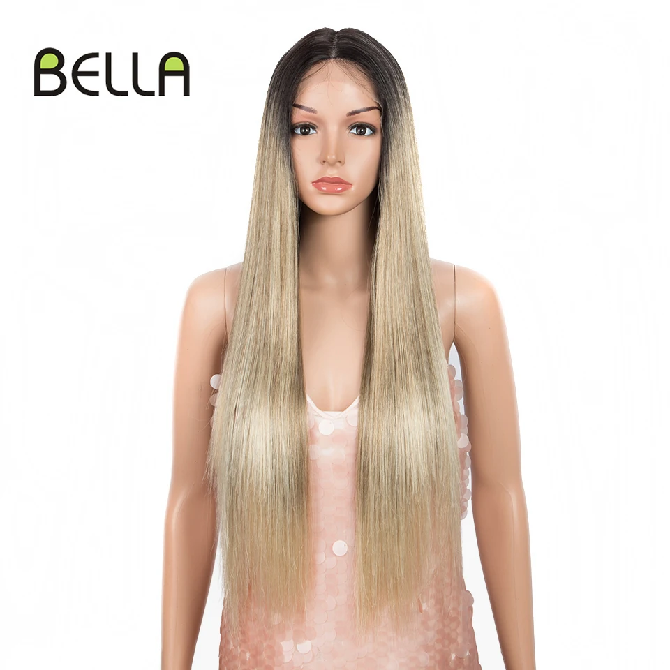 Bella синтетический Синтетические волосы на кружеве парик 30 дюймов длинные прямые
