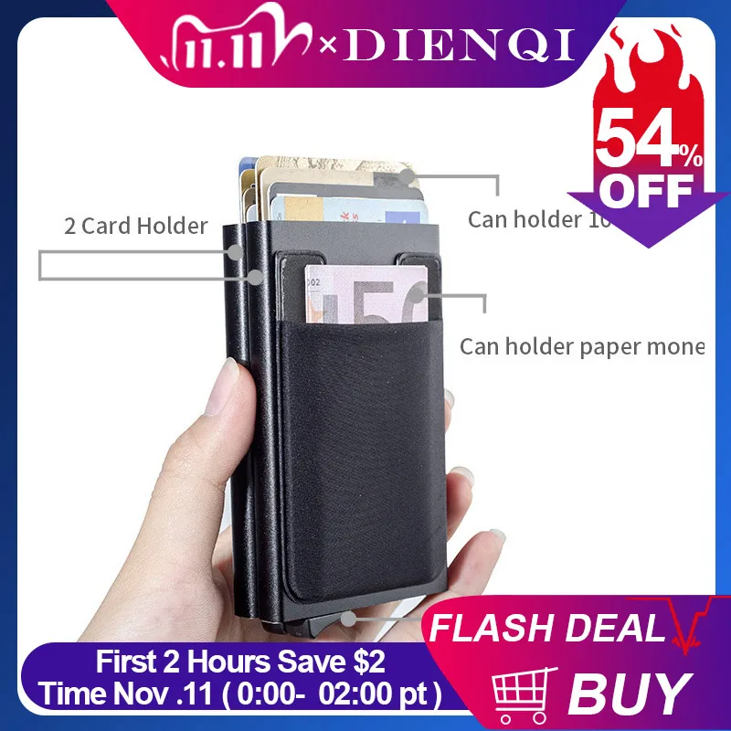 DIENQI Rfid кредитный держатель для карт мужской Алюминиевый металлический стальной