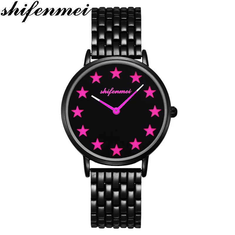 

shifenmei S1142 Luxury Fashion Brand Ladies Watch Women / men Quartz Wristwatch Steel Female Pentagram Watches relogio feminino