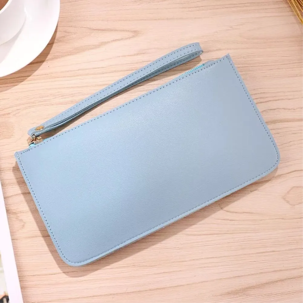 Fashion 6 Colors Women Leather Zip Clutch Wallet Ladies Long Purse Bag