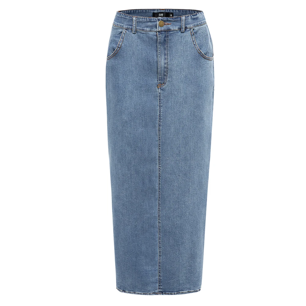 Женская мода 2020 длинная джинсовая юбка с высокой талией женские повседневные