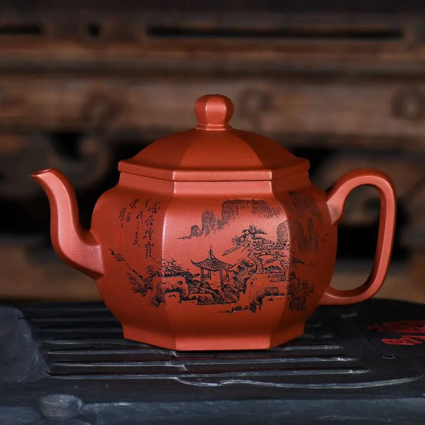 Yixing Clay Teapot Masters Entirely Handmade Big Mouth Six-Party Lanterns Pot Plain Cement Kung Fu Tea Set Landscape Depiction
Yixing Clay Teapot Masters Entirely Handmade Big Mouth Six-Party Lanterns Pot Plain Cement Kung Fu Tea Set Landscape Depiction