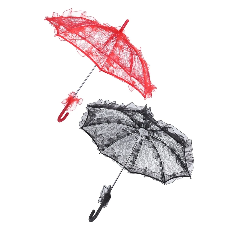 2Pcs Lace Parasol Wedding Lace Flower Wedding Bride Parasol Umbrella, Red & Black
2Pcs Lace Parasol Wedding Lace Flower Wedding Bride Parasol Umbrella, Red & Black