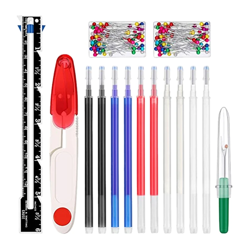 15PCS Gauge Measuring Sewing Tool Kit, Erasable Pen, Seam Ripper, Scissors, Bead Needle and DIY Sewing Supplies
15PCS Gauge Measuring Sewing Tool Kit, Erasable Pen, Seam Ripper, Scissors, Bead Needle and DIY Sewing Supplies