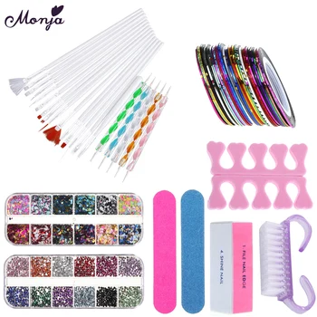 Monja Nail Art Kit Rhinestones Dotting Picking Painting Pen Cleaning Brush Nail File Block Separator Decoration Manicure Set
Monja Nail Art Kit Rhinestones Dotting Picking Painting Pen Cleaning Brush Nail File Block Separator Decoration Manicure Set