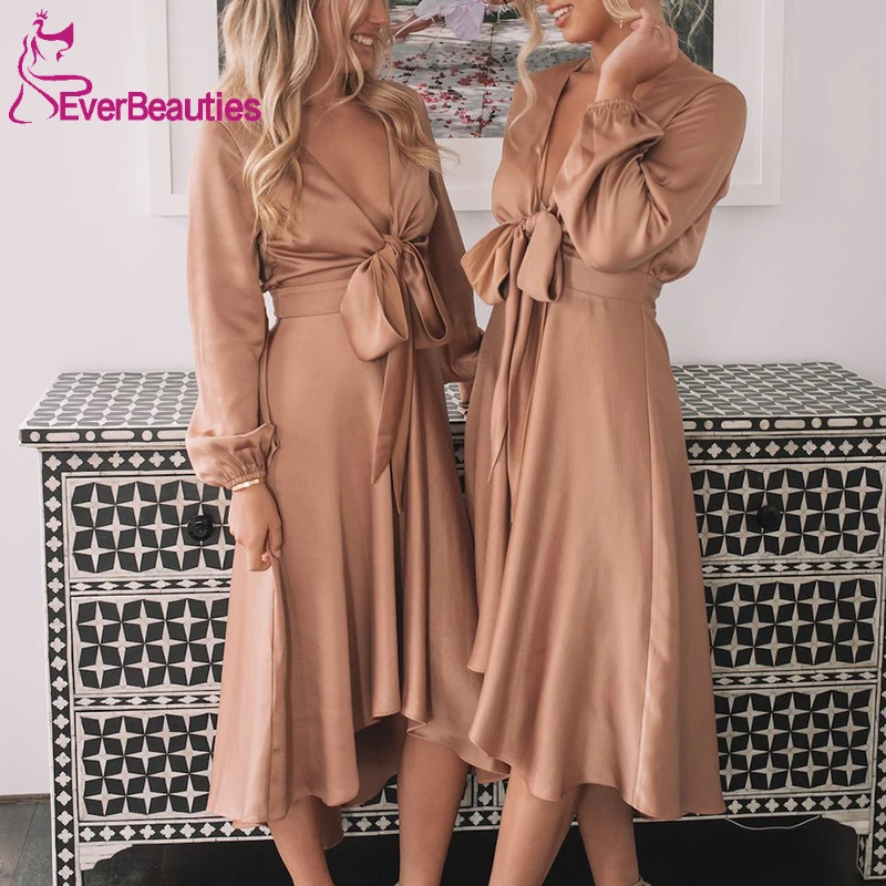 Long Sleeves Bridesmaid Dresses Satin Robe De Soiree De Mariage V-Neck свадебное платье 2021 A-Line Vestido De Fiesta De Boda
Long Sleeves Bridesmaid Dresses Satin Robe De Soiree De Mariage V-Neck свадебное платье 2021 A-Line Vestido De Fiesta De Boda