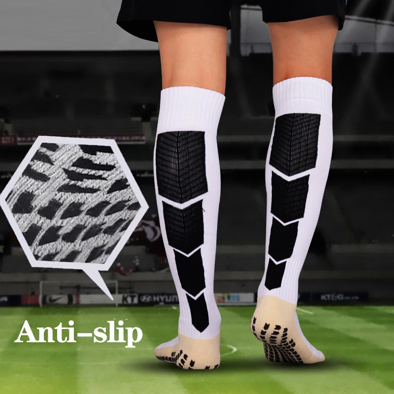 

2022 Non-Slip Football Socks Adults Athletic Long Absorbent Sports Grip Sock For Soccer Volleyball Running Knee Length Stockings