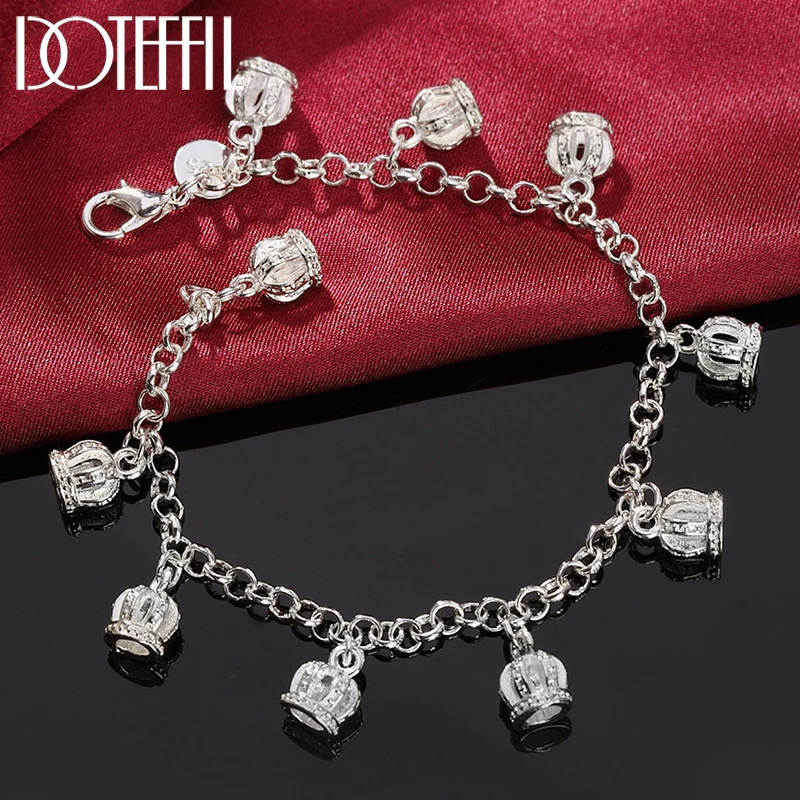 DOTEFFIL 925 Sterling Silver Crown Pendant AAA Zircon Bracelet For Women Wedding Engagement Party Fashion Jewelry
DOTEFFIL 925 Sterling Silver Crown Pendant AAA Zircon Bracelet For Women Wedding Engagement Party Fashion Jewelry
