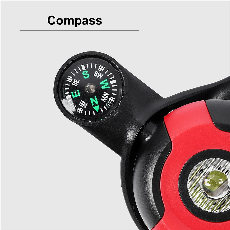 Top WEST BIKING Outdoor Sports Running Lights USB Charge Flashlight LED Charge Chest With Compass Night Cycling Safety Warning Light 2