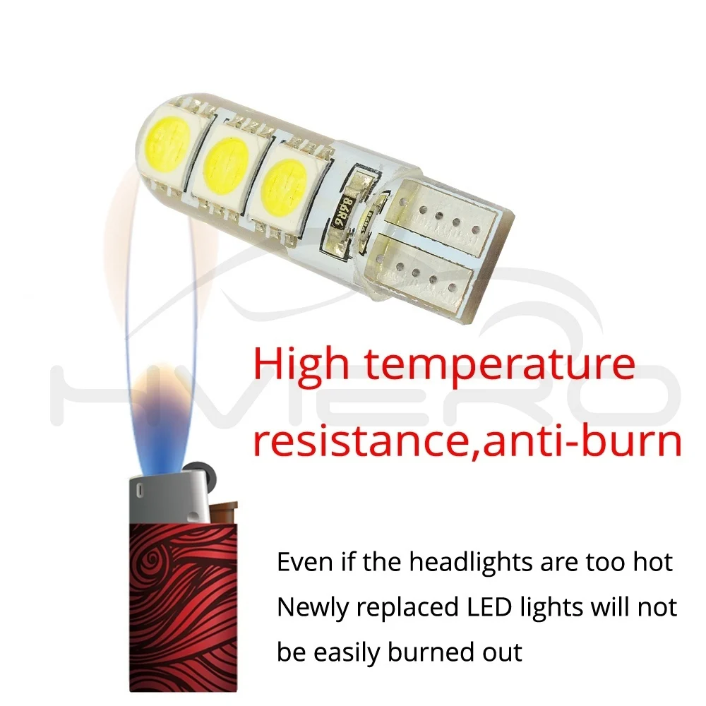 Hviero Car LED T10 194 W5W DC 12V Canbus 6SMD 5050 Silicone shell LED Lights Bulb No Error Led Tail Parking Fog light Auto Car Lamp