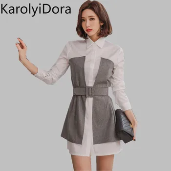 2020 Women Fashion Short Formal Dress Spring Summer Gray White Patchwork Long Sleeve Dress Office OL Turn Down Collar Dress
2020 Women Fashion Short Formal Dress Spring Summer Gray White Patchwork Long Sleeve Dress Office OL Turn Down Collar Dress