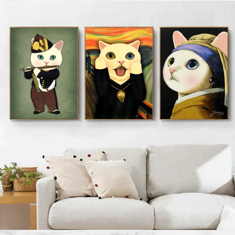 Literary retro Spoof famous painting cat painting Posters And Prints Abstract Wall Artwork Canvas pictures For Modern Decor
Literary retro Spoof famous painting cat painting Posters And Prints Abstract Wall Artwork Canvas pictures For Modern Decor