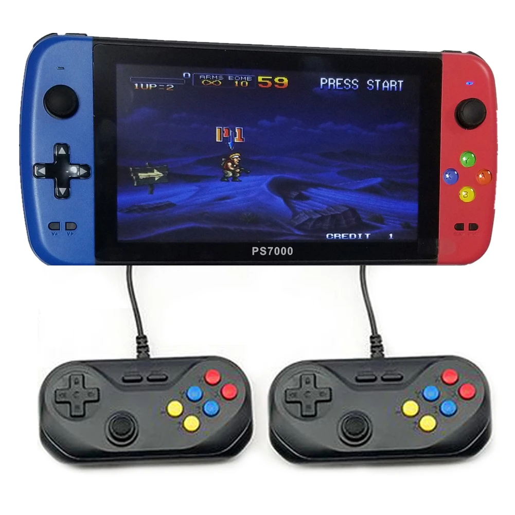 PS7000/Q900 7 inch Handheld Portable Game Console with 2 gamepads 64/128GB 5000 free games 100 ps1 games for MAME/CPS/SegaMD
PS7000/Q900 7 inch Handheld Portable Game Console with 2 gamepads 64/128GB 5000 free games 100 ps1 games for MAME/CPS/SegaMD