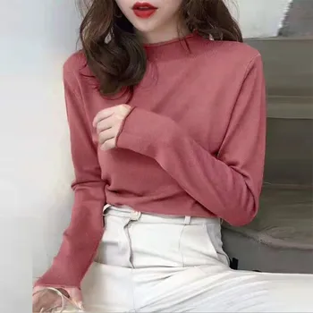 Lady Solid Slim Fit Tee Vintage Women Turtleneck Casual Long Sleeve Pullovers 2019 Autumn Female Kmitted Tops 
Lady Solid Slim Fit Tee Vintage Women Turtleneck Casual Long Sleeve Pullovers 2019 Autumn Female Kmitted Tops