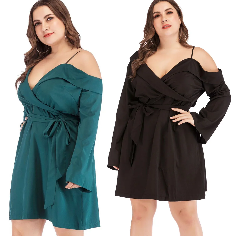 Wipalo Plus Size Women Sexy V Neck Party Mini Belt Dress Long Sleeve One Shoulder Dress Female Autumn Solid Dress Vestidos Femme
Wipalo Plus Size Women Sexy V Neck Party Mini Belt Dress Long Sleeve One Shoulder Dress Female Autumn Solid Dress Vestidos Femme