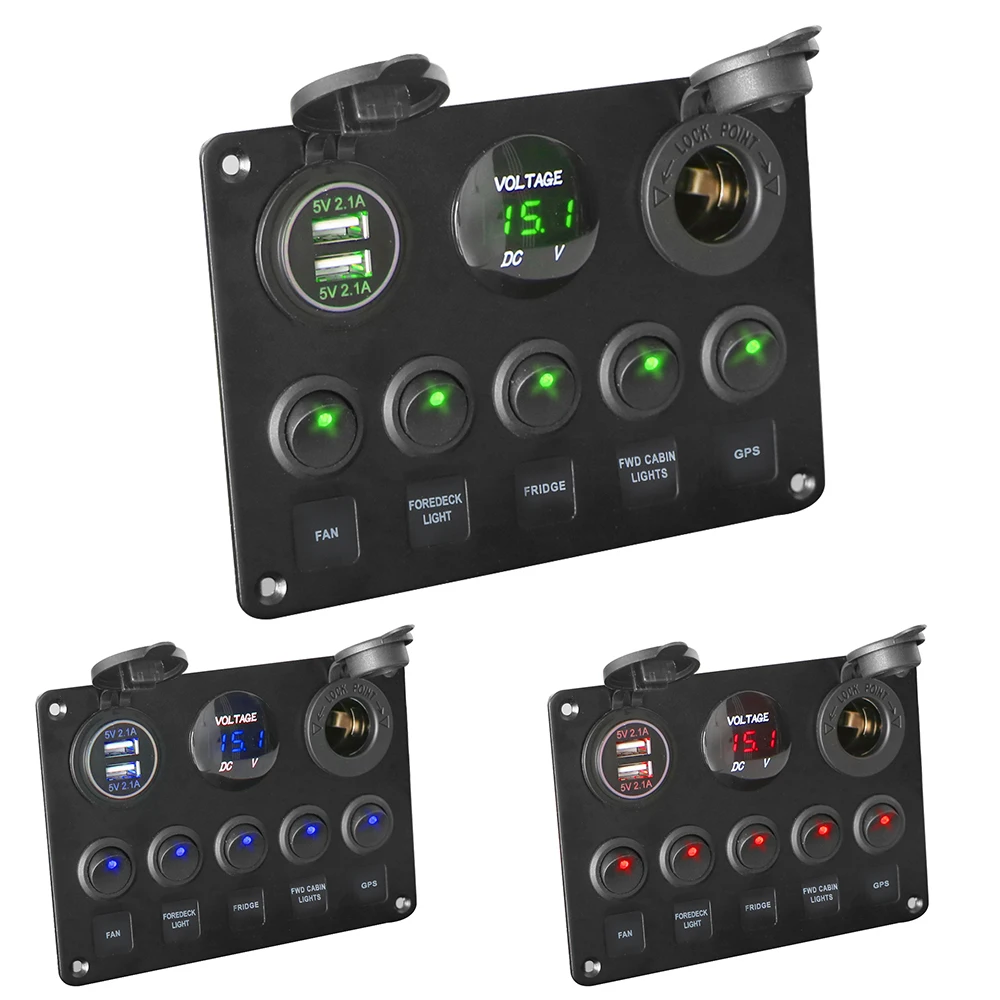 LEEPEE Digital Voltmeter Dual USB Port 12V Outlet Combination Waterproof for Car Marine Boat LED Rocker Switch Panel
LEEPEE Digital Voltmeter Dual USB Port 12V Outlet Combination Waterproof for Car Marine Boat LED Rocker Switch Panel