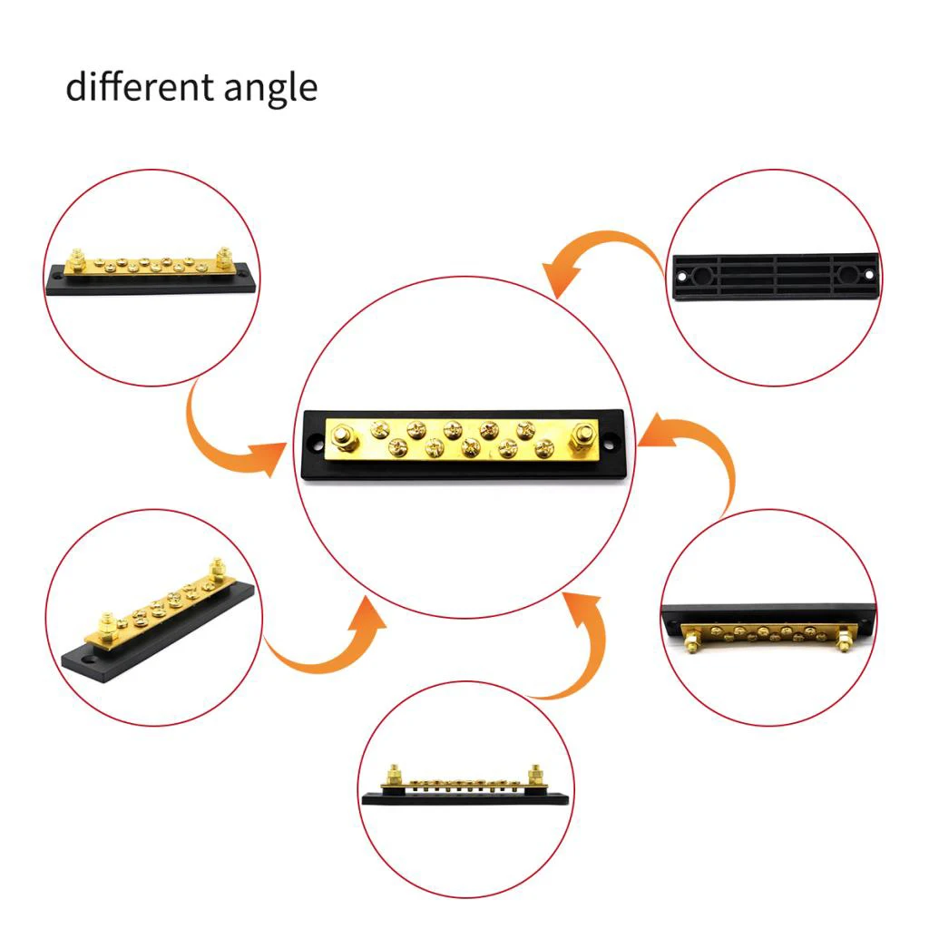 Large Current DC 48V Brass Bus Bar with 10 Screws for Truck Cars Yachts Ship Large Current DC 48V Brass Bus Bar with 10 Screws for Truck Cars Yachts Ship