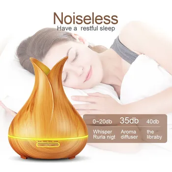 400 ml Ultrasonic Air Humidifier Aroma Essential Oil Diffuser with Wood Grain 7 Color Changing LED Lights for Office Home
400 ml Ultrasonic Air Humidifier Aroma Essential Oil Diffuser with Wood Grain 7 Color Changing LED Lights for Office Home