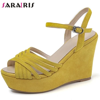 SARAIRIS Round Toe Platform High Wedges Sandals Women Solid Peep Toe Handmade Sandals Ladies Genuin Leather Shoes
SARAIRIS Round Toe Platform High Wedges Sandals Women Solid Peep Toe Handmade Sandals Ladies Genuin Leather Shoes