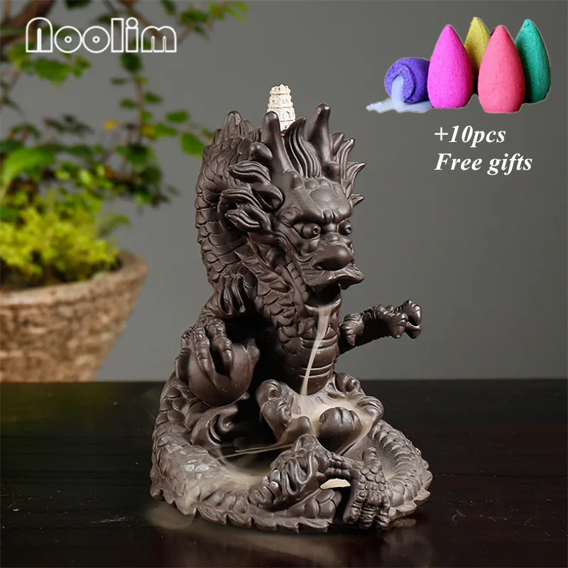 Фиолетовая глиняная горелка для благовоний креативный китайский дракон водопад