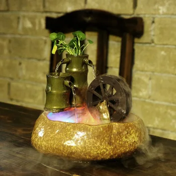 Desktop Ceramic Water Fountain 110V 220V with LED Light Bamboo Wheels Table Waterfalls Humidifier Purifier Fish Tank Home Decor
Desktop Ceramic Water Fountain 110V 220V with LED Light Bamboo Wheels Table Waterfalls Humidifier Purifier Fish Tank Home Decor