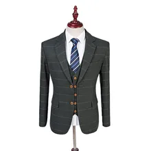 Costumes Hommes Custom Men Suits 3 Pcs Jacket Woollen Smart Casual Plaid Single Breasted Slim-Fit Cocktail Party Wedding Tuexdos
Costumes Hommes Custom Men Suits 3 Pcs Jacket Woollen Smart Casual Plaid Single Breasted Slim-Fit Cocktail Party Wedding Tuexdos