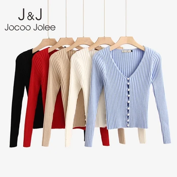 Jocoo Jolee Women Casual Solid V Neck Single Breasted Pearl Cardigan Autumn Elegant Beading Knitting Sweater Ribbed Jumper
Jocoo Jolee Women Casual Solid V Neck Single Breasted Pearl Cardigan Autumn Elegant Beading Knitting Sweater Ribbed Jumper