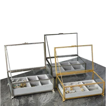 Creative Transparent Glass Storage Box Makeup Organizer Earrings Necklace Ring Jewelry Dustproof Cover Jewelry Finishing Box
Creative Transparent Glass Storage Box Makeup Organizer Earrings Necklace Ring Jewelry Dustproof Cover Jewelry Finishing Box