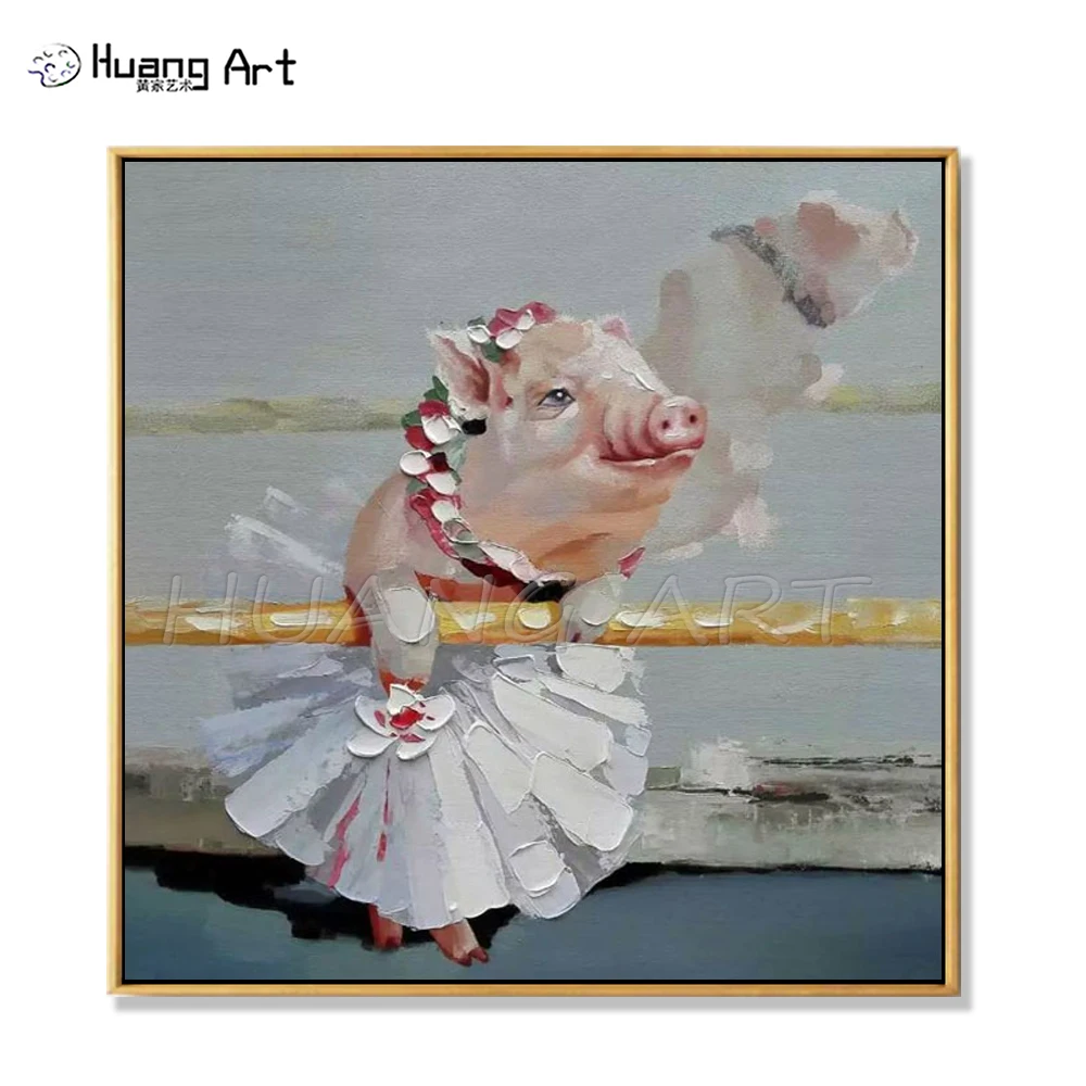 Artist Hand-painted Funny Animal Baby Pig Oil Painting on Canvas Modern Wall Art Picture Lady Pig Oil Painting for Wall Decor
Artist Hand-painted Funny Animal Baby Pig Oil Painting on Canvas Modern Wall Art Picture Lady Pig Oil Painting for Wall Decor