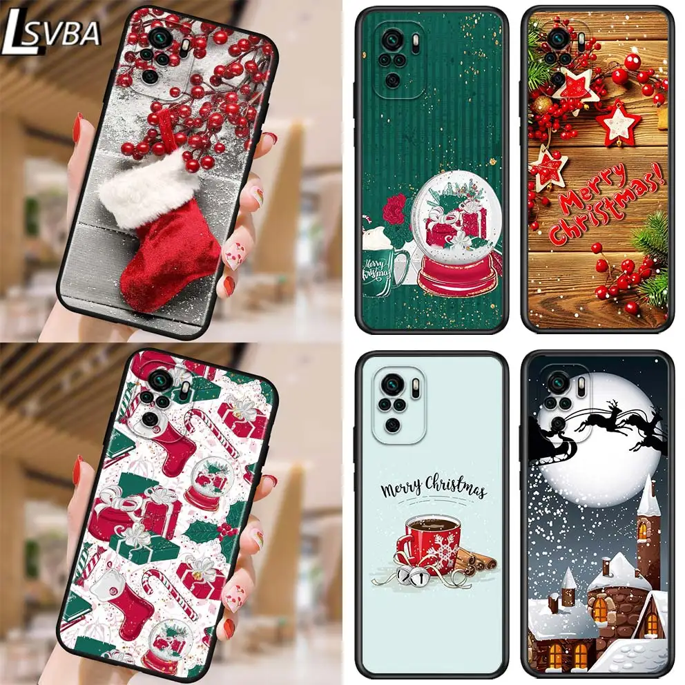 New Year Gifts Christmas for Xiaomi Redmi Note 10 10S 9 9T 9S 9Pro Max 8T 8Pro 8 7 6 5 Pro 5A 4X 4 Soft Black Phone Case | Мобильные