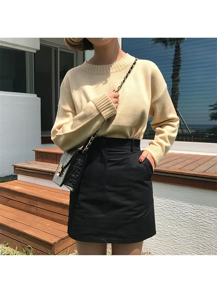 Solid Simple Knitted Sweater