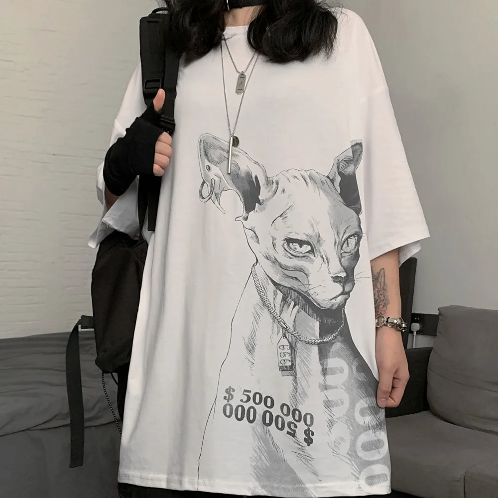 Harajuku Sphinx Cat Print Oversized Short-Sleeved T-Shirt Women And Men Loose Cotton Stretch Comfortable Streetwear Hip-Hop Tees
Harajuku Sphinx Cat Print Oversized Short-Sleeved T-Shirt Women And Men Loose Cotton Stretch Comfortable Streetwear Hip-Hop Tees