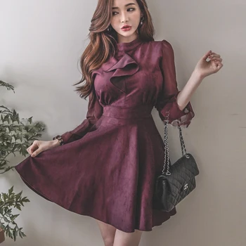 Elegant Stand Collar Ruffles Bow Women A-line Short Dress Sexy Slim Waist Chiffon Patchwork Female Mini Dress 2019 Spring Summer
Elegant Stand Collar Ruffles Bow Women A-line Short Dress Sexy Slim Waist Chiffon Patchwork Female Mini Dress 2019 Spring Summer