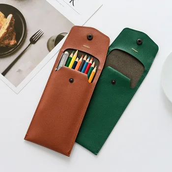 2019 new stationery Korean version of the simple solid color leather pencil bag personalized student pencil case
2019 new stationery Korean version of the simple solid color leather pencil bag personalized student pencil case